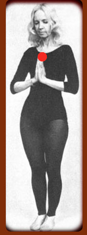 Eugenia in Tadasana variation for The Sun Salutation.