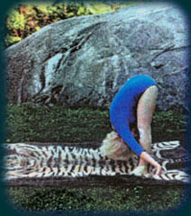 Eugenia in Step 3 of The Moon Salutation.