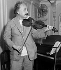 Einstein playing the violin, something he loved to do.